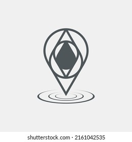 Map pin pointer Route Gps location icon Vector illustration cut