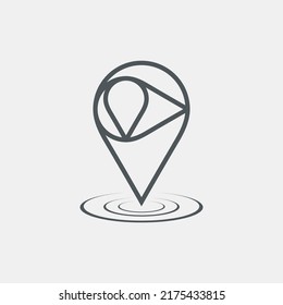 Map pin pointer Route Gps location icon Vector illustration cut
