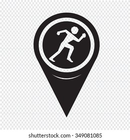 Map Pin Pointer running  sport icon
