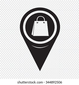 Map Pin Pointer Sale shopping bag icon