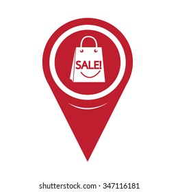 Map Pin Pointer sale shopping bag icon