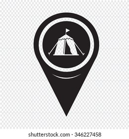 Map Pin Pointer Tent Icon