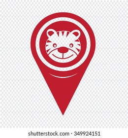 Map Pin Pointer Tiger Icon