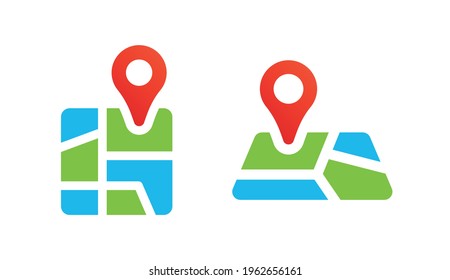 Map with pin pointer vector illustration icons.