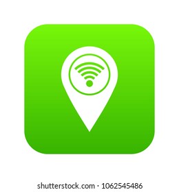 Map pin pointer with wi fi symbol icon digital green for any design isolated on white vector illustration
