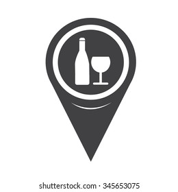 Map Pin Pointer Wine glass with bottle icon