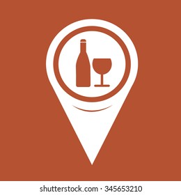 Map Pin Pointer Wine glass with bottle icon