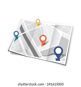 Map with pin pointers
