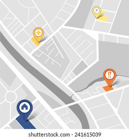 Map with pin pointers