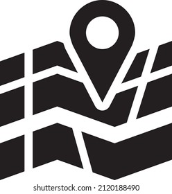 Map with  pin pointers. Icon on white background