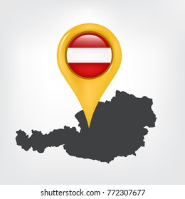 Map Pin Pointing To Austria Map