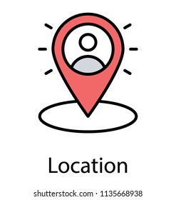 
Map pin pointing on a circular spot to denote icon for location 
