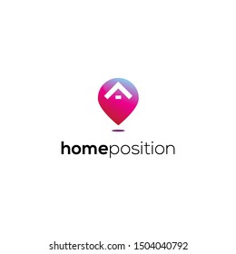 map pin position with home or up arrow idea logo design vector icon with eps10. unique and clean illustration inspiration symbol logos gradient color. 
