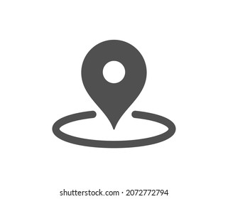 Icono de calidad del pin de asignación. Signo de punto de viaje. Símbolo del puntero de ubicación de viaje. Clásico estilo plano. Elemento de diseño de calidad. Icono de pin simple. Vector