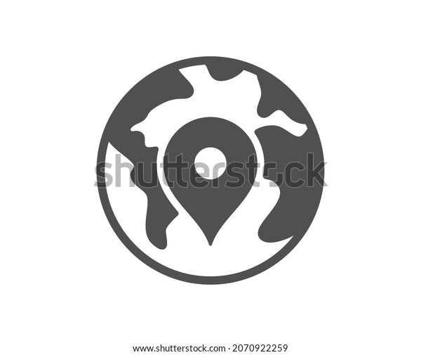 Map pin quality icon. Trip point sign. Journey\
location pointer symbol. Classic flat style. Quality design\
element. Simple pin icon.\
Vector