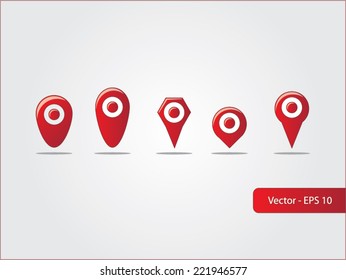 Map pin red - 5 types