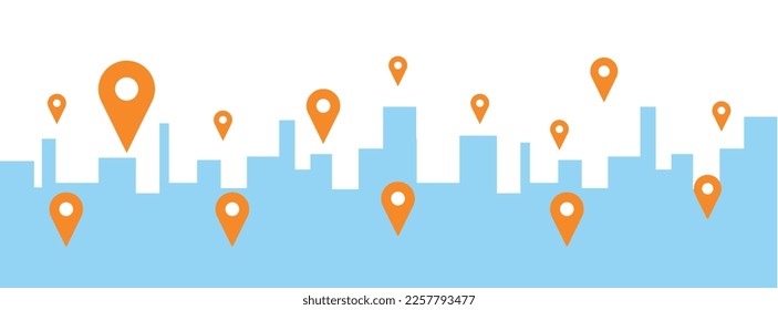 Map with pin. Red direction pointer on folded city map, gps navigation and travel location.