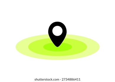 Map Pin with Ripple Highlight Illustrating Location, Destination, Target and Focus in a Simple Design