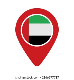Anclaje de mapa con la bandera de los Emiratos Árabes Unidos. ubicación de los EAU. Vector.
