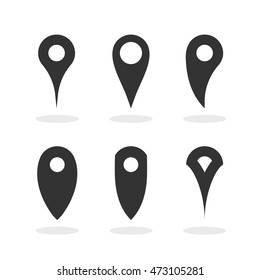 Map pin set icon. Simple, flat style. Graphic vector illustration.