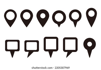 Conjunto de clavijas de mapa de varias formas (monocromo)