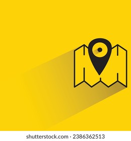 map pin with shadow on yellow background