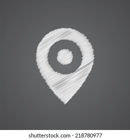 map pin sketch logo doodle icon isolated on dark background 