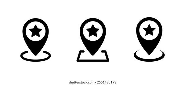 Map pin with star icon. Favorite place location sign symbol