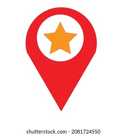 A map pin with star sign showing for bookmark and favorite 
