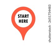 Map pin with start here location pointer vector icon