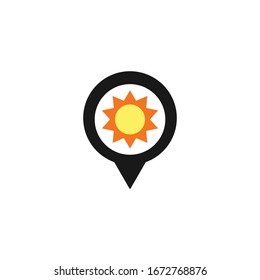 Icono de mapa de pines con vector de sol