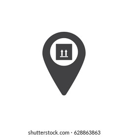 Map pin symbol with Box icon on the white background