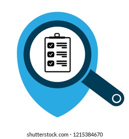 Map pin symbol with Checklist icon