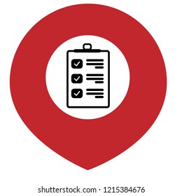 Map pin symbol with Checklist icon