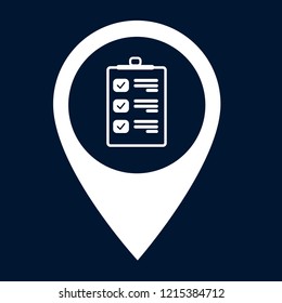Map pin symbol with Checklist icon