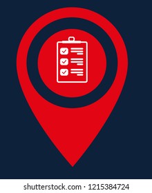 Map pin symbol with Checklist icon