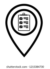 Map pin symbol with Checklist icon