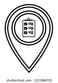 Map pin symbol with Checklist icon