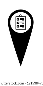 Map pin symbol with Checklist icon