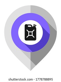 Map pin, symbol of Jerrycan, gps pointer folded from gray paper