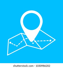Map pin symbol line style. Geo tag on map vector icon. Navigation and geolocation concept illustration.