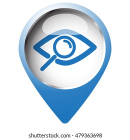 Map pin symbol with Observation icon. Blue symbol on white background.