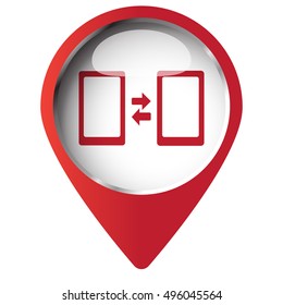 Map pin symbol with Pairing icon. Red symbol on white background.