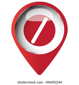 Map pin symbol with Pill icon. Red symbol on white background.