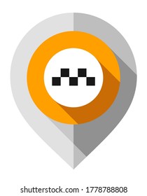 Map pin, symbol of taxi, GPS pointer folded from gray paper