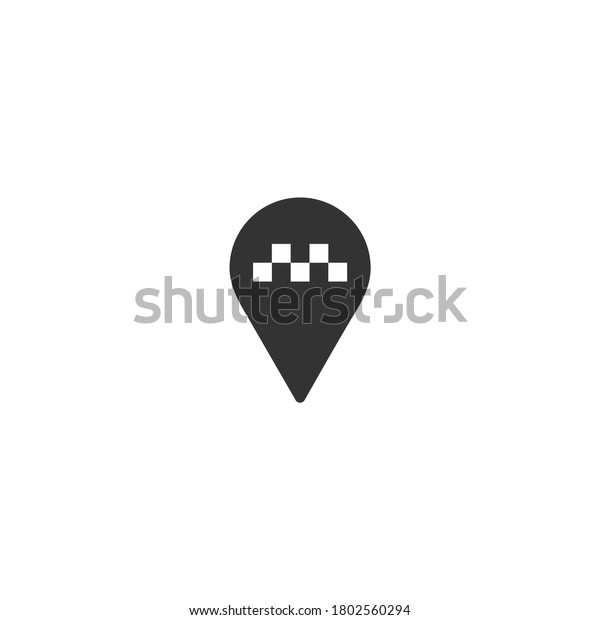 Map pin\
with taxi car sign. Taxi service vector icon. Taxi map pointer,\
taxi signs. Vector illustration isolated on\
white