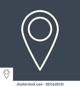 Map Pin Thin Line Vector Icon Isolated on the Black Background.