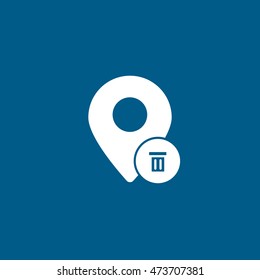 Map Pin Trash Can Delete Remove Flat Icon On Blue Background