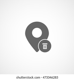 Map Pin Trash Can Flat Icon On White Background