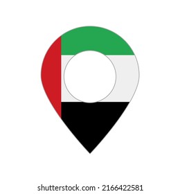 Map pin of the United Arab Emirates flag. Vector.